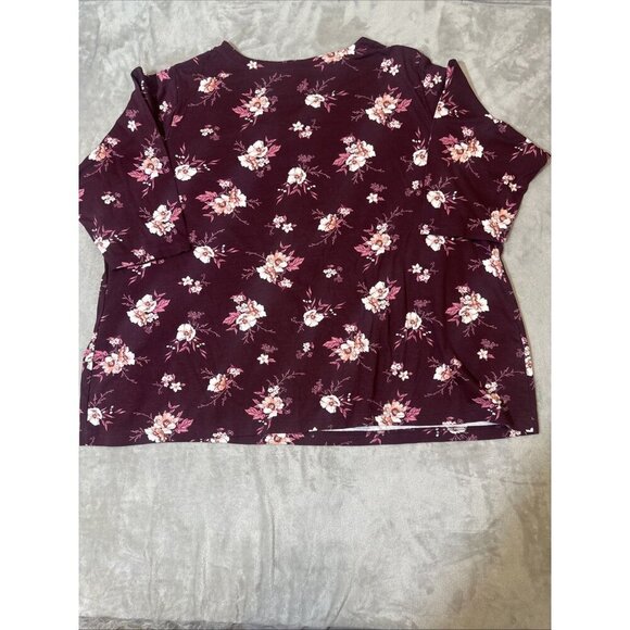 Women’s Croft & Barrow Top 3/4 Sleeves Floral Maroon Plus 5x - Picture 8 of 12